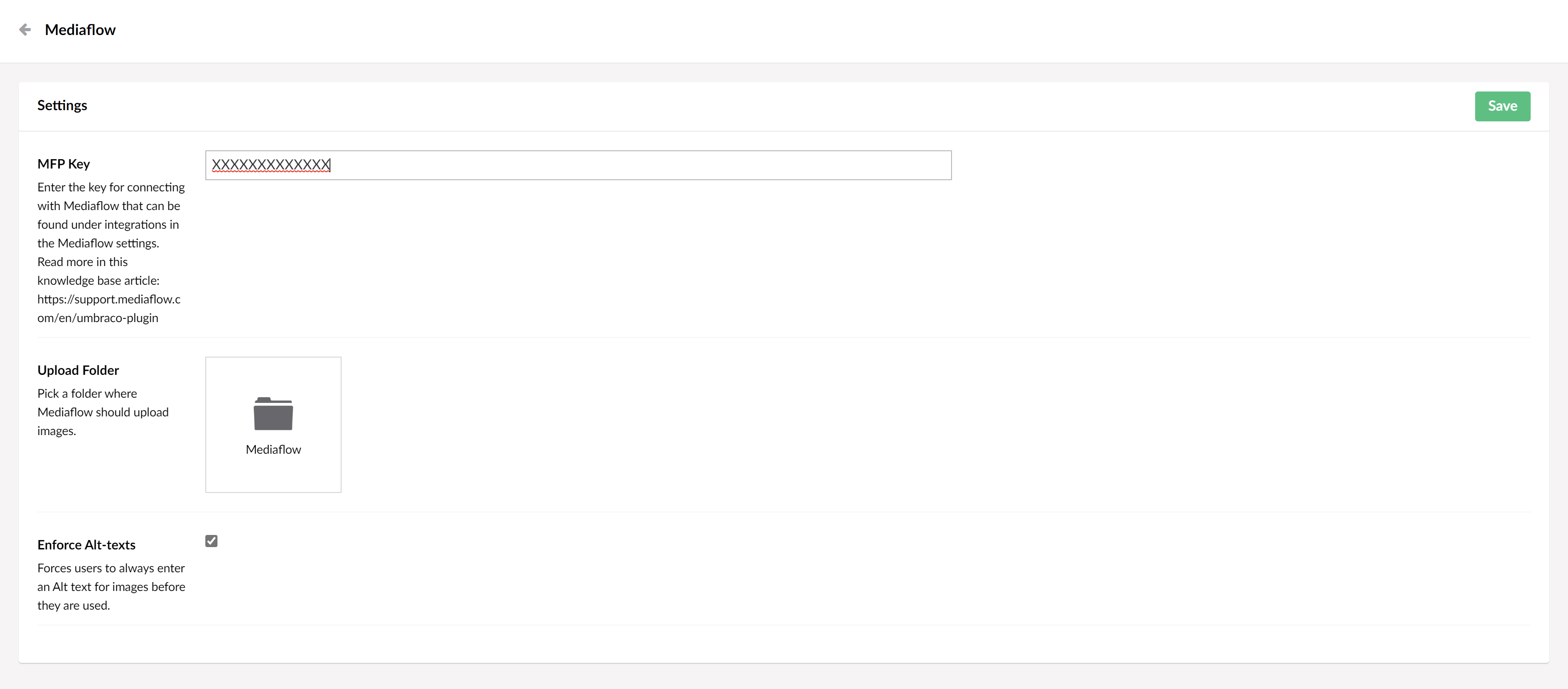 Mediaflow umbraco package settings.png